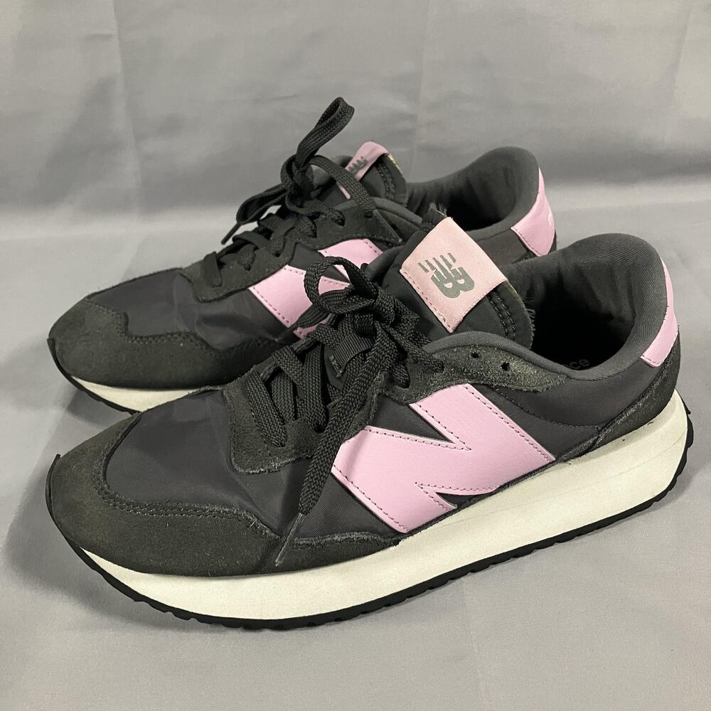 New Balance 237 Shoes Womens Size 9.5 Black Pink Suede‎ Nylon Sneakers WS237YA